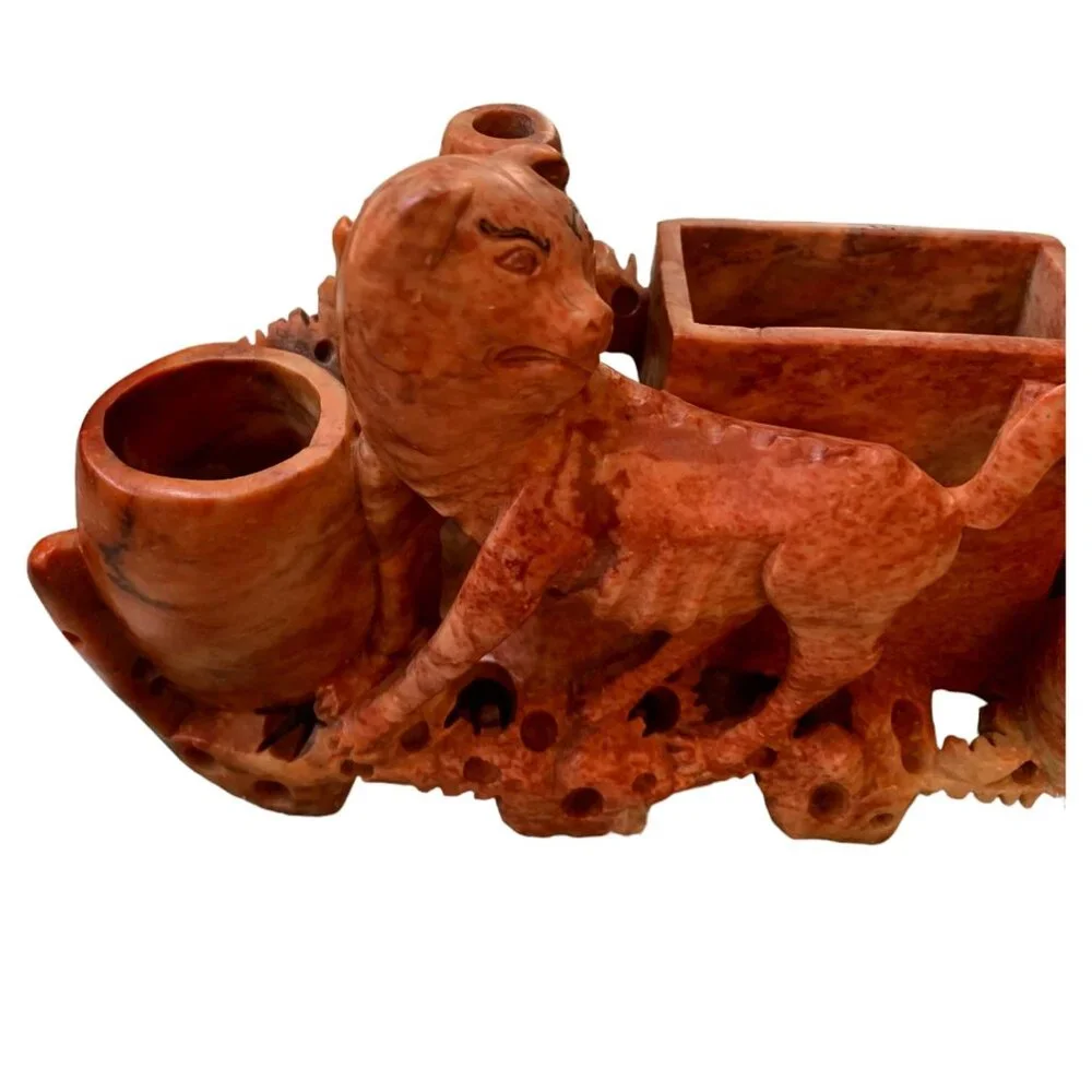 Vintage Chinese Soapstone Brush Holder
